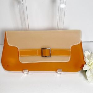 Jelly Clutch Purse Buckle Tangerine Orange Cream Snap Closure NWOT